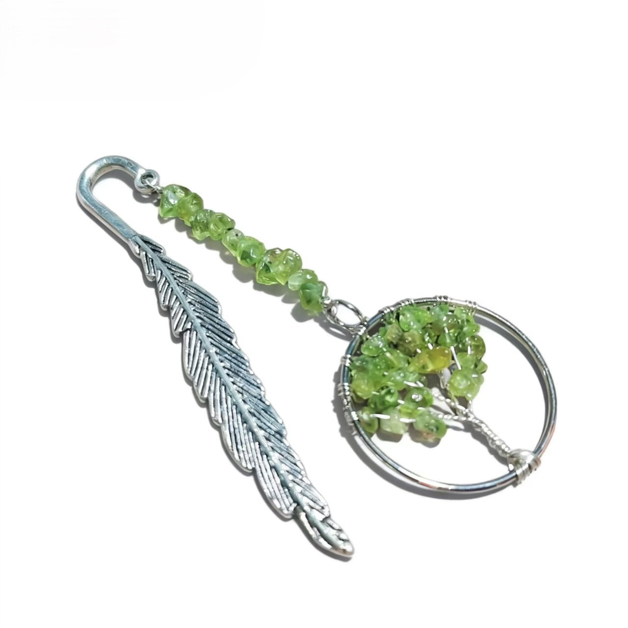 Unique Vintage Metal Feather Bookmarks with 7 Chakra Crystals Healing Stone Beads Life Tree Gifts