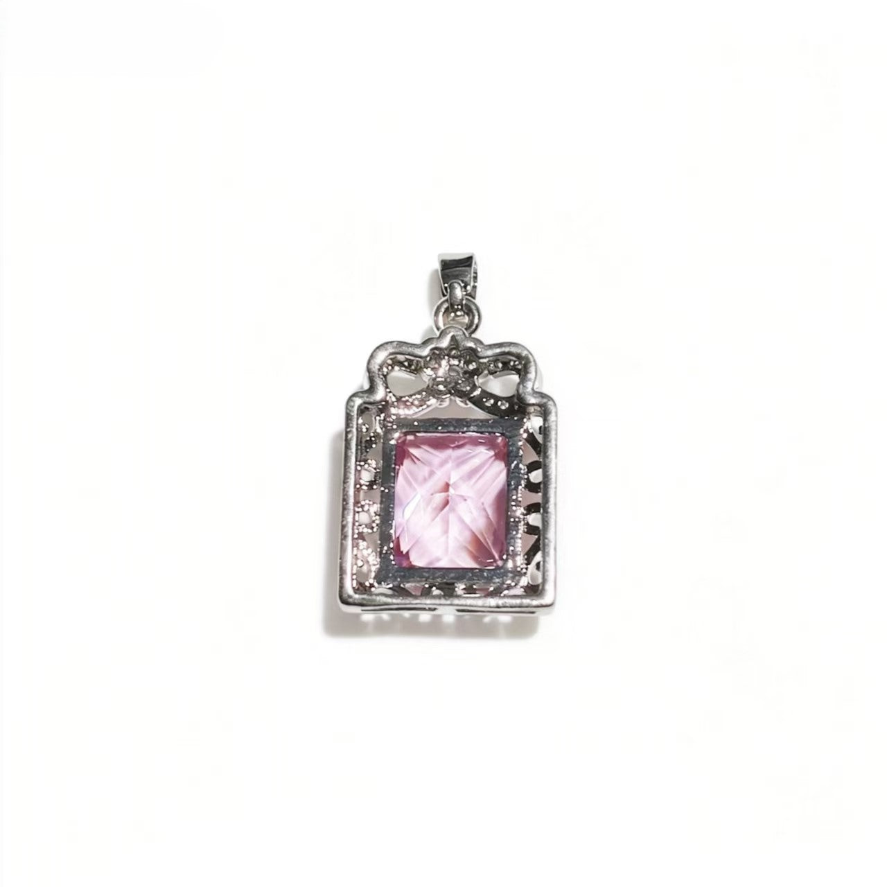 High-end Drilled Square Row Pink Zircon Pendants Silver-plated Accessories For Women Jewelry Gifts