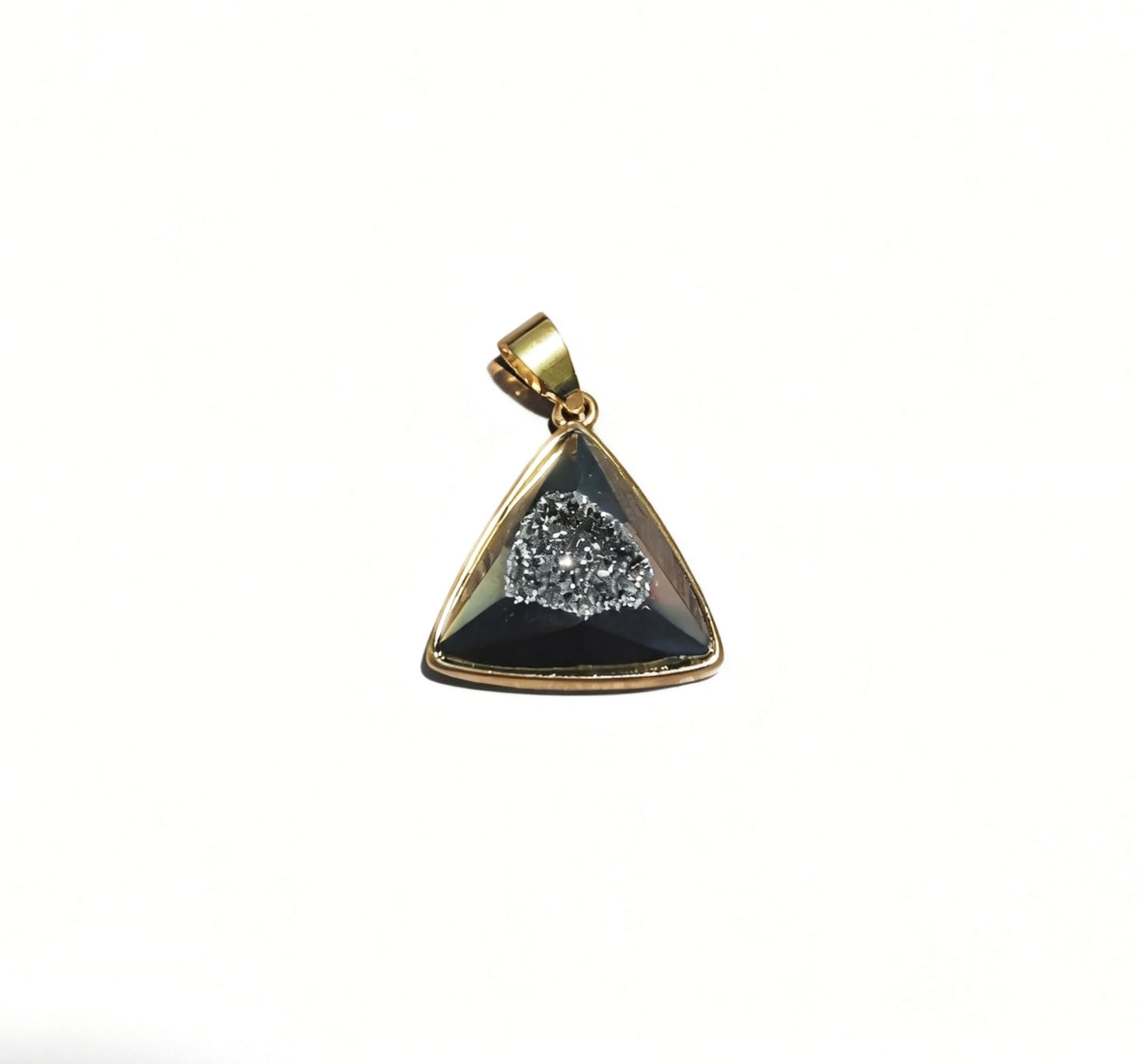 Gold-plated triangular cluster pendant, natural cave ore slice geometry pendant