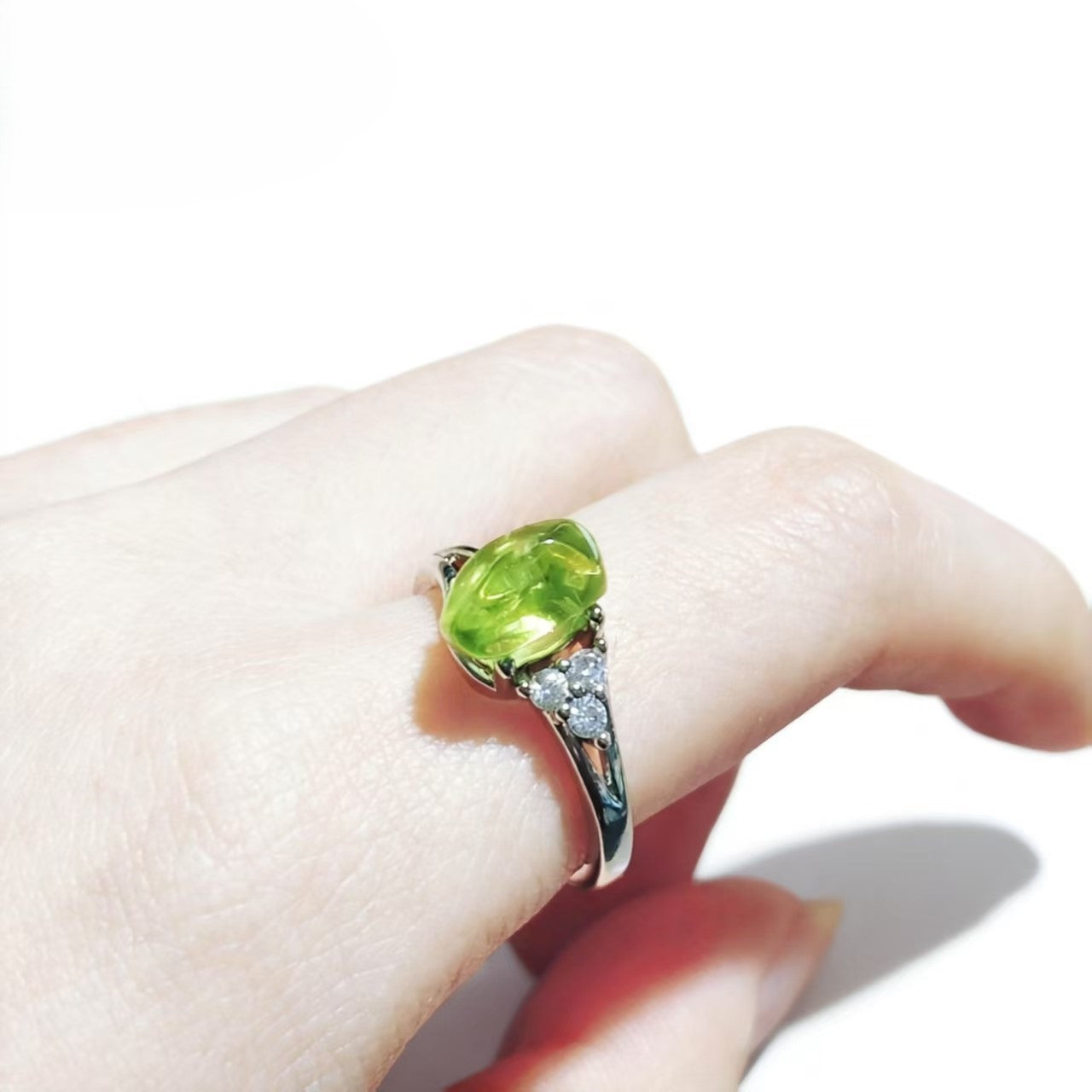 Peridot Rings Silver Wire Wrapped for Women Minimalist Ring