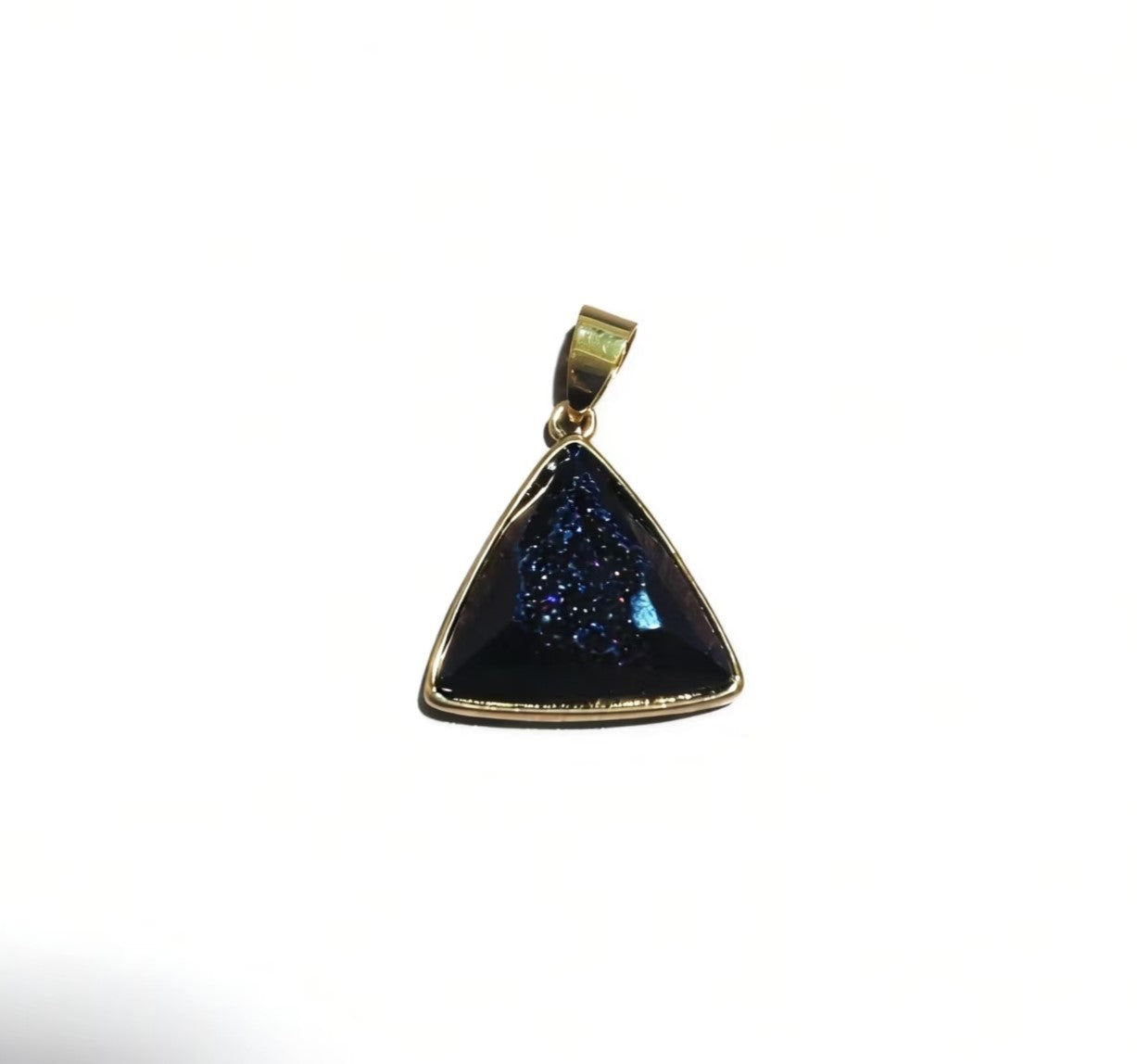 Gold-plated triangular cluster pendant, natural cave ore slice geometry pendant