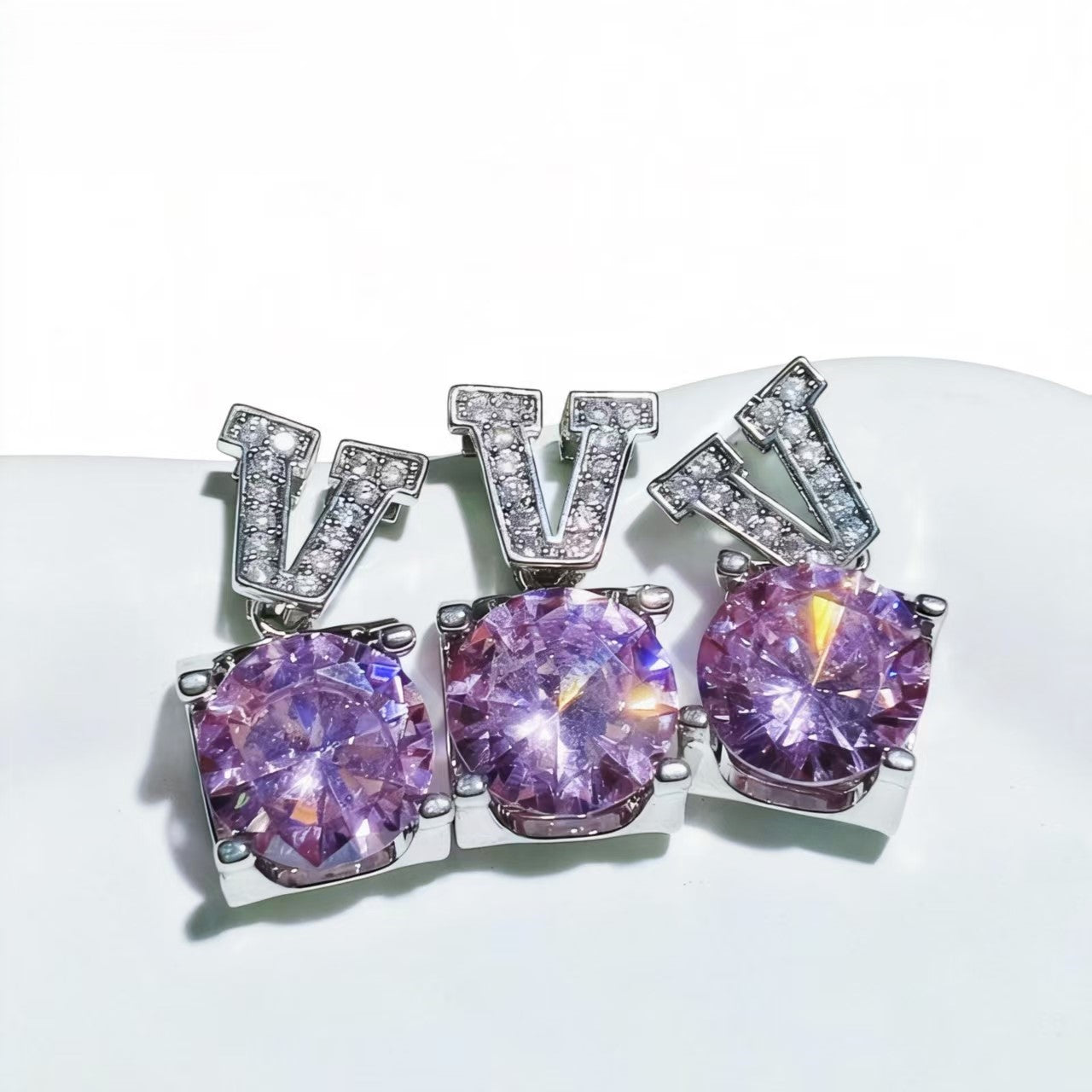 High-end V-set Pink Zircon Pendants Silver-plated Accessories For Women Jewelry Gifts