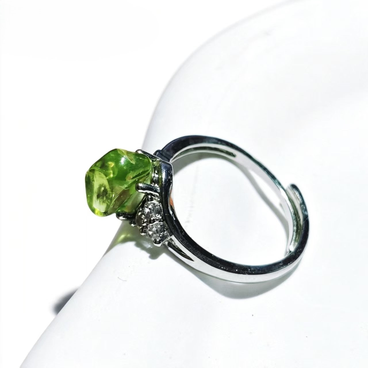 Peridot Rings Silver Wire Wrapped for Women Minimalist Ring