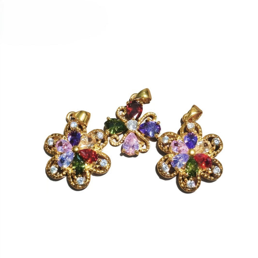 High-end Luxury Flower Shape Color Zircon Pendants Gold-plated Accessories For Women Jewelry Gifts
