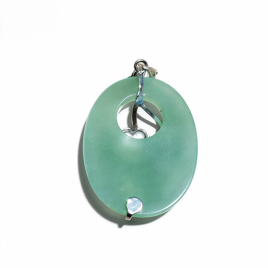 Green Aventurine Pendants Retro Interlacing Flower Necklace For Women Men Girls