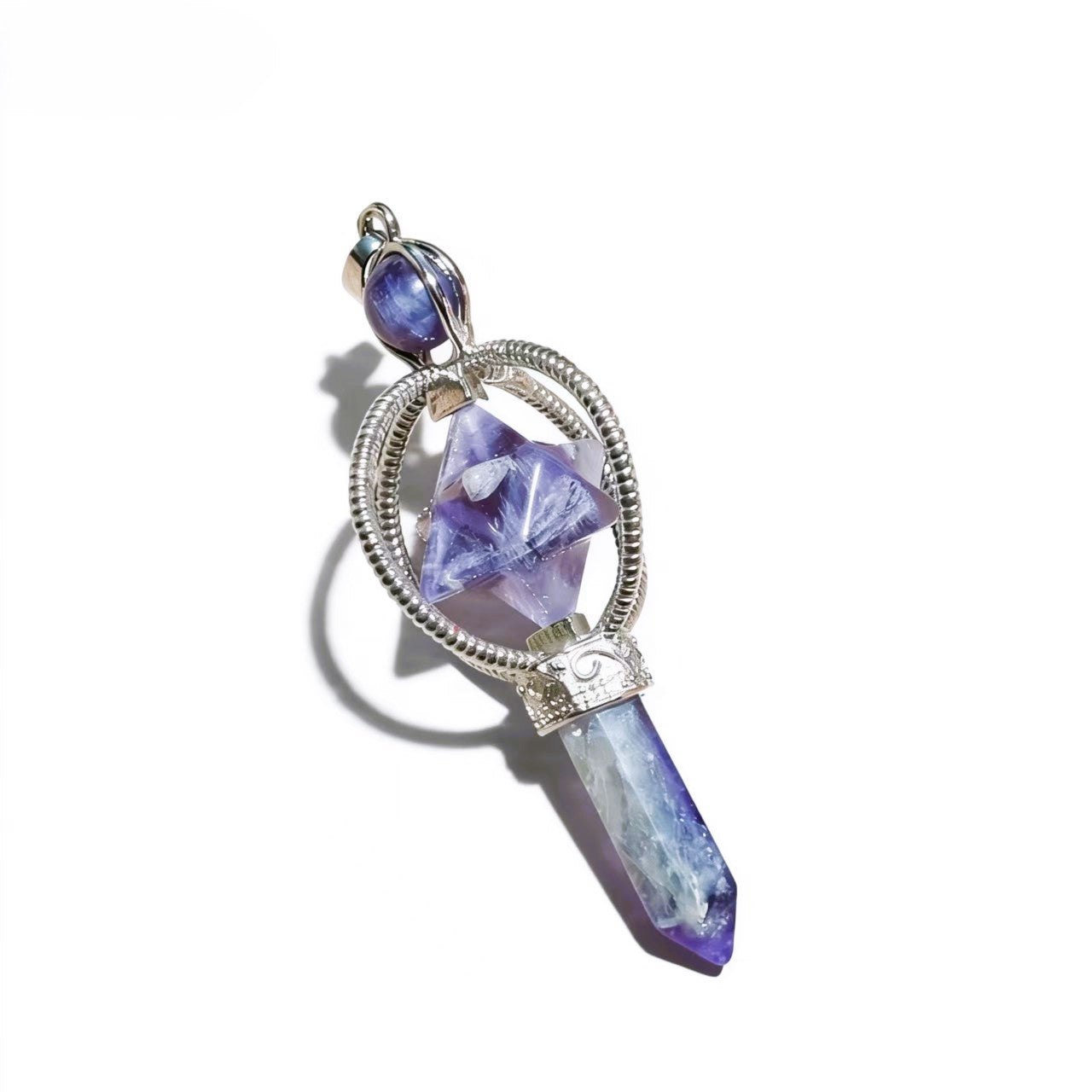 Merkaba Star Hexagon Pillar Pendants Crystal Chain Necklace For Women Men Girls Gifts