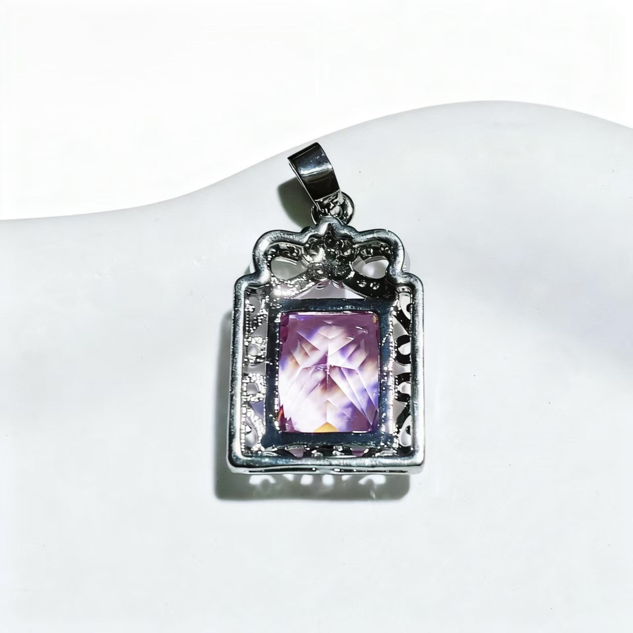 High-end Drilled Square Row Pink Zircon Pendants Silver-plated Accessories For Women Jewelry Gifts