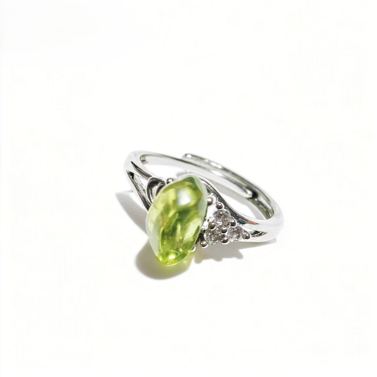 Peridot Rings Silver Wire Wrapped for Women Minimalist Ring