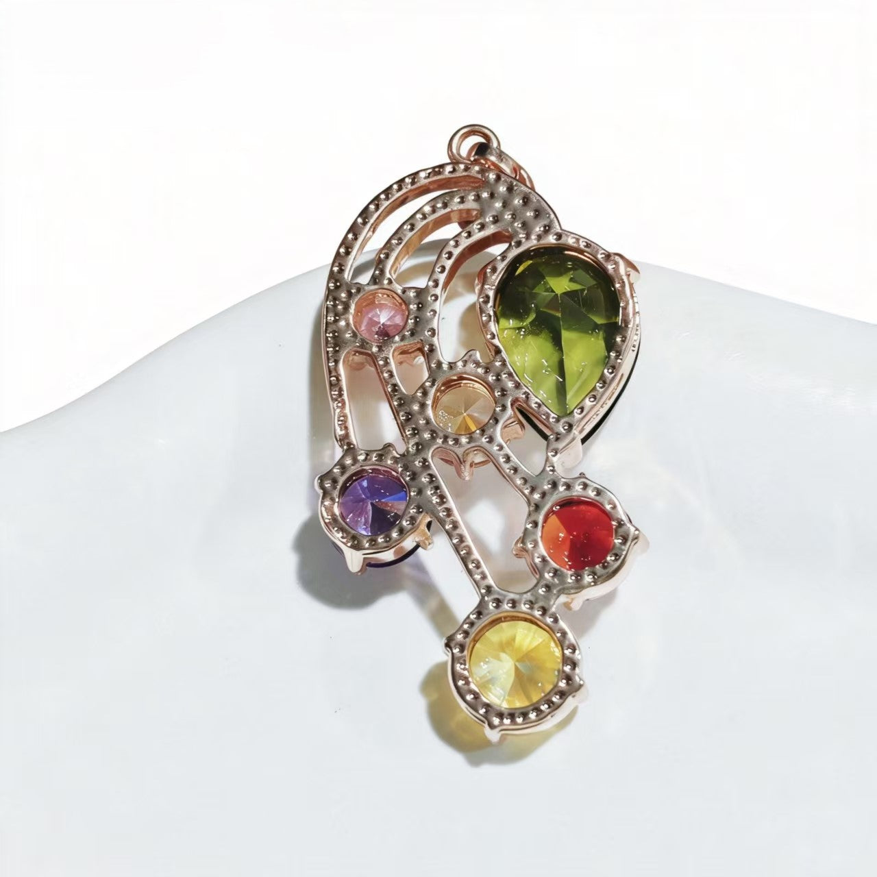 Colorful Arc Moon Multi-Stone Zircon Pendants Rose Gold Accessories For Women Jewelry Gifts