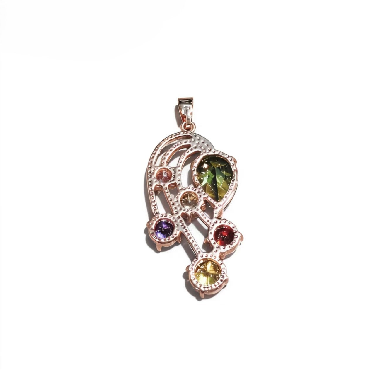 Colorful Arc Moon Multi-Stone Zircon Pendants Rose Gold Accessories For Women Jewelry Gifts
