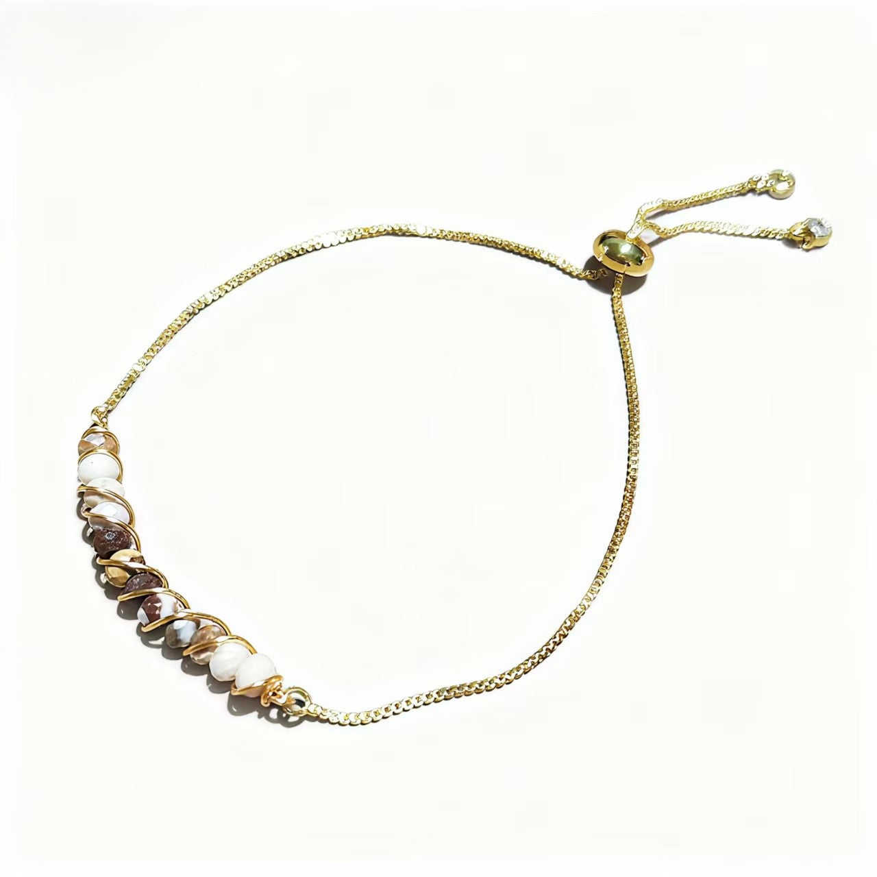 Golden Wired Facted Crystal Beads Bracelet Gifts