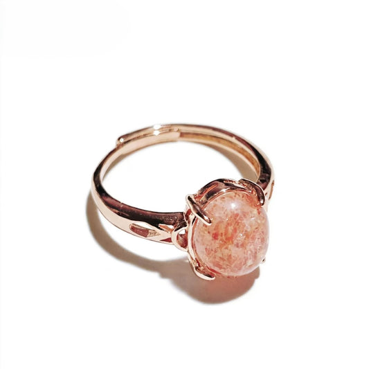 Fire Quartz Rings Oval Cut Rose Gold Wire Wrapped for Women Minimalist Ring