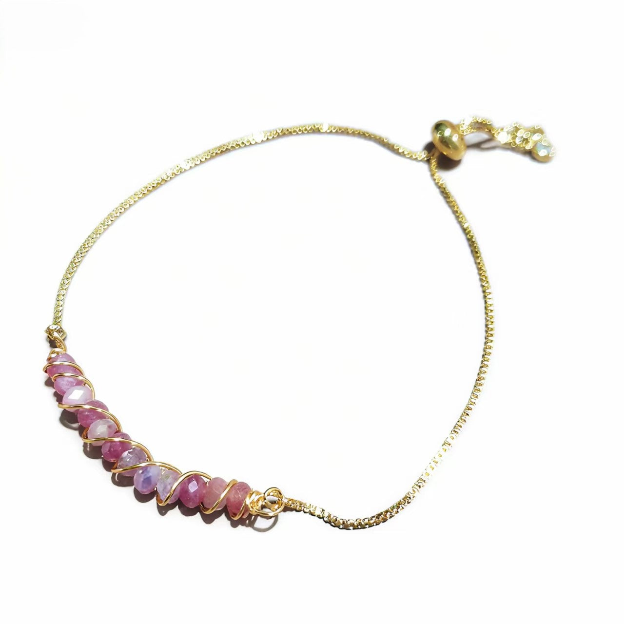 Golden Wired Facted Crystal Beads Bracelet Gifts