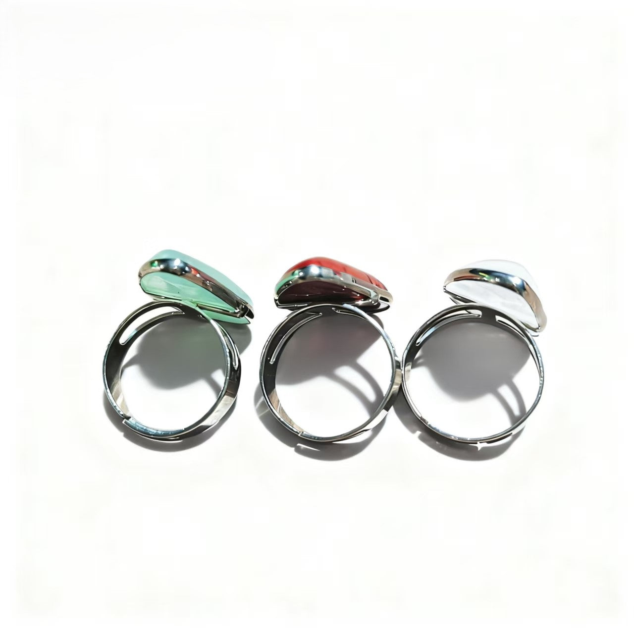 Clear Quartz Red Jsaper And Green Aventurine Water Drop Rings Handmade Silver Plated Jewelry For Women
