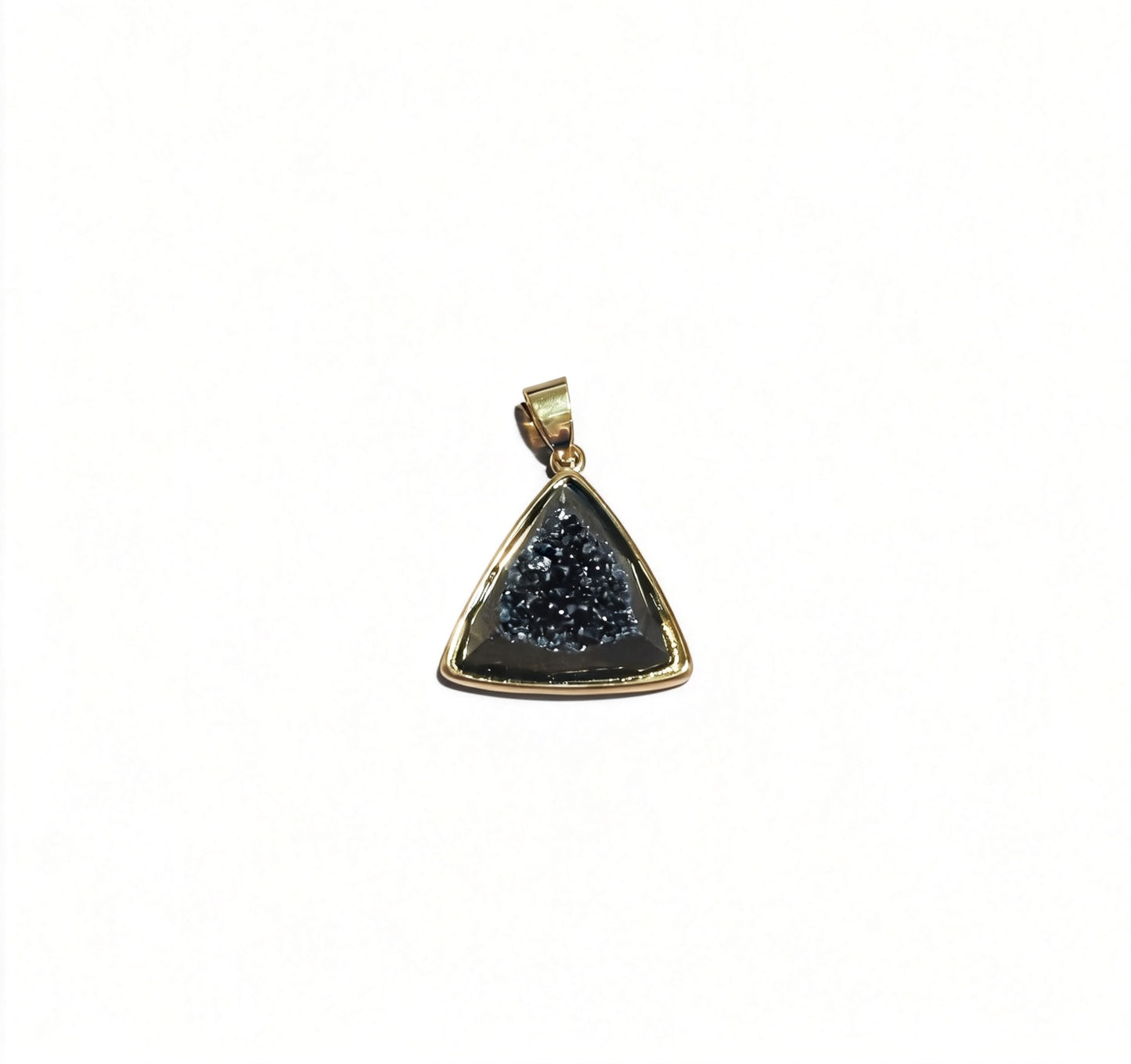 Gold-plated triangular cluster pendant, natural cave ore slice geometry pendant