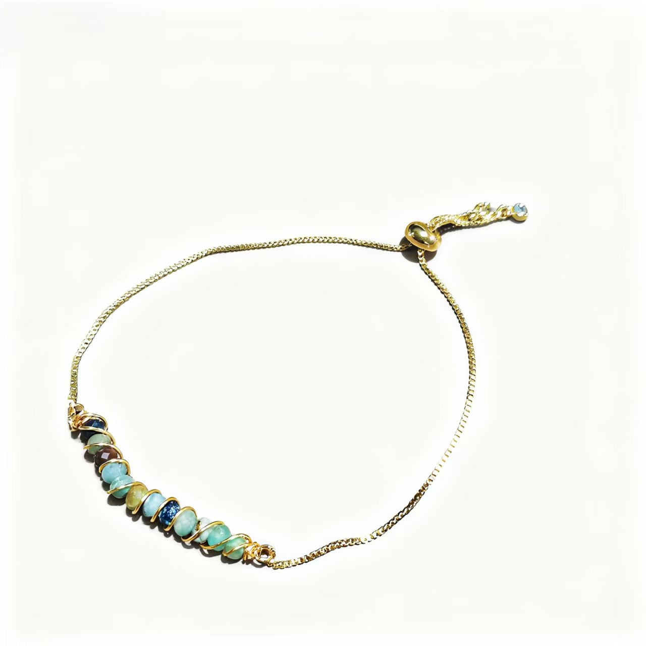 Golden Wired Facted Crystal Beads Bracelet Gifts