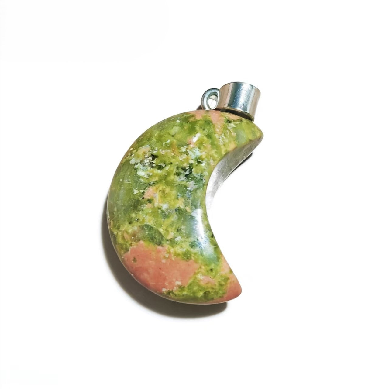 Natural Crystal Moon Pendant, Assorted Gemstone Crescent Charms for Jewelry Making