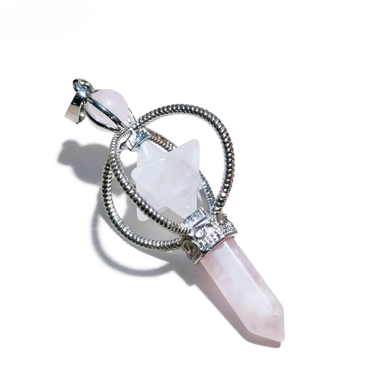 Merkaba Star Hexagon Pillar Pendants Crystal Chain Necklace For Women Men Girls Gifts