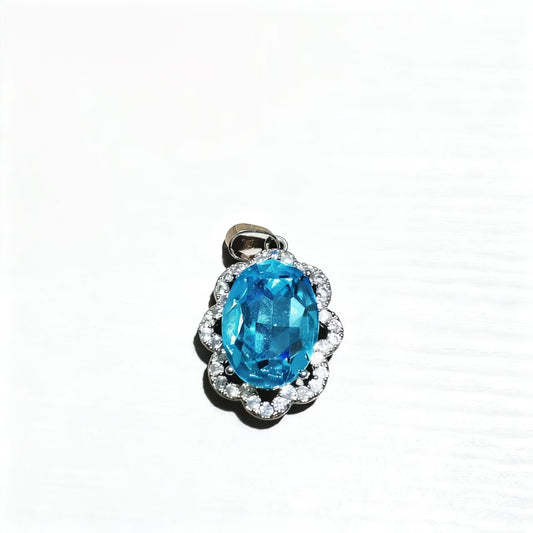 High-end Luxury Oval Seiko Inlay Blue Zircon Pendants Silver Accessories For Women Jewelry Gifts