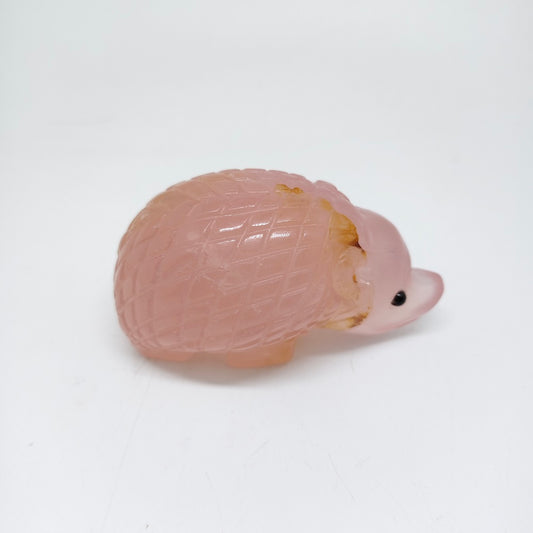 254.7g natural rose quartz hedgehog carving ornaments healing