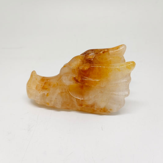 224.5g natural golden healer dragon head carving ornaments healing