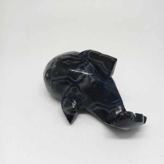 black agate whale carving ornaments healing  278.7g