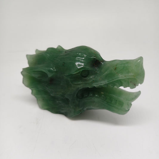 354.2g natural green aventurine dragon head carving ornaments healing