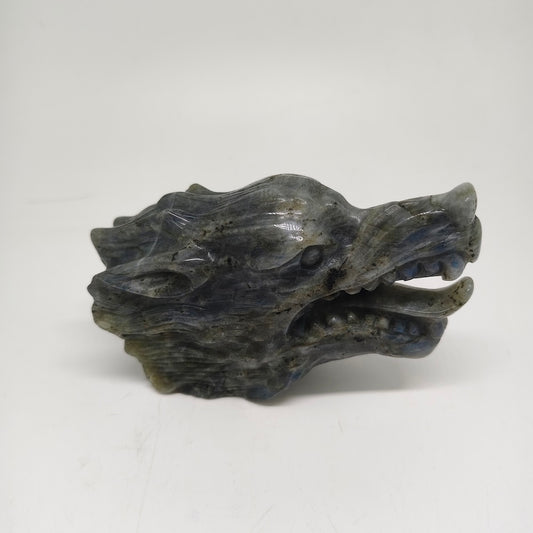 364.6g natural labradorite dragon head carving ornaments healing