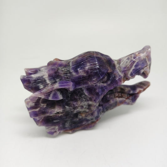 340g natural amethyst dragon head carving ornaments healing