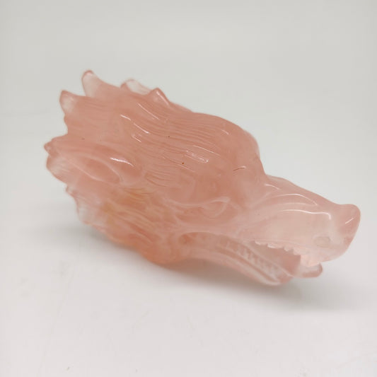 365.2g natural rose quartz dragon head carving ornaments healing