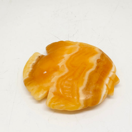 111g natural orange calcite fish carving ornaments healing