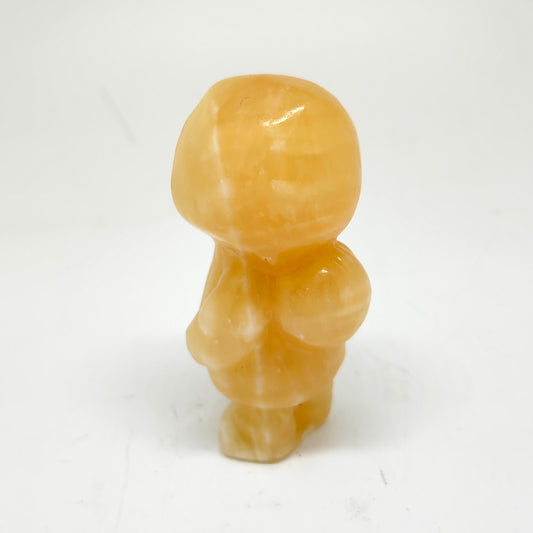 123g natural orange calcite skull Jack carving ornaments healing