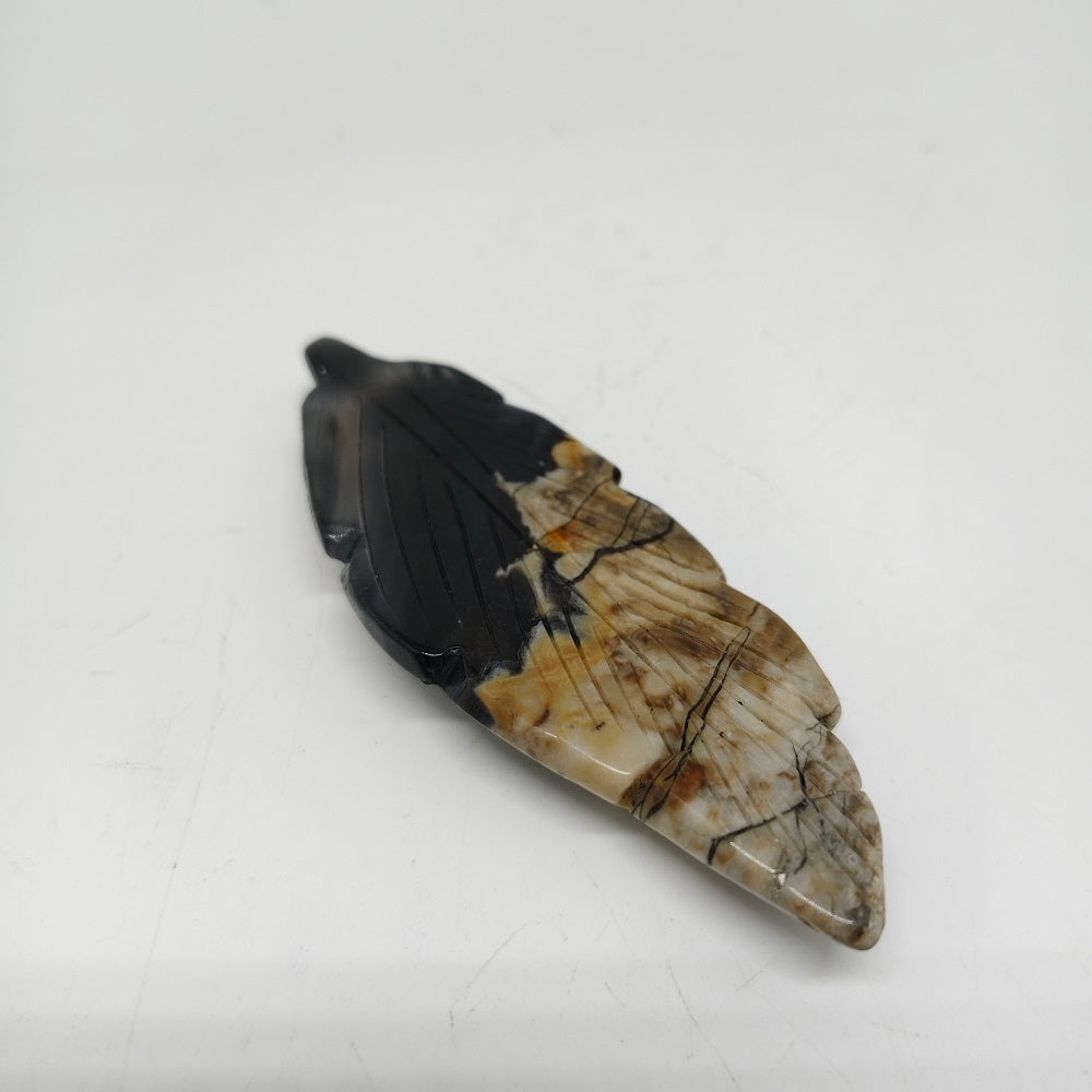 51.4g natural volcanic agate leaves carving ornaments healing