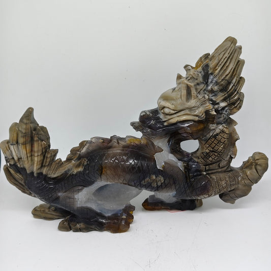 volcanic agate dragon carving ornaments healing 1.85kg