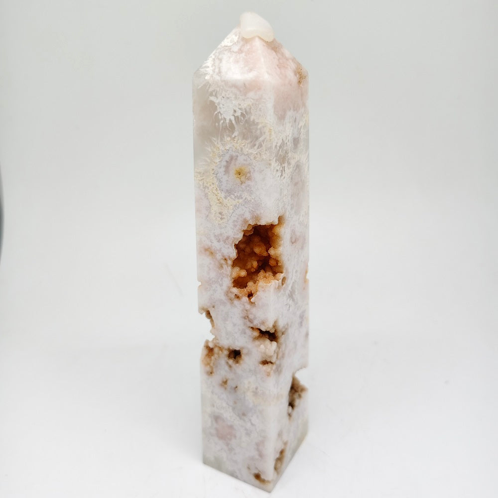 422g natural cherry blossom agate tower ornaments healing