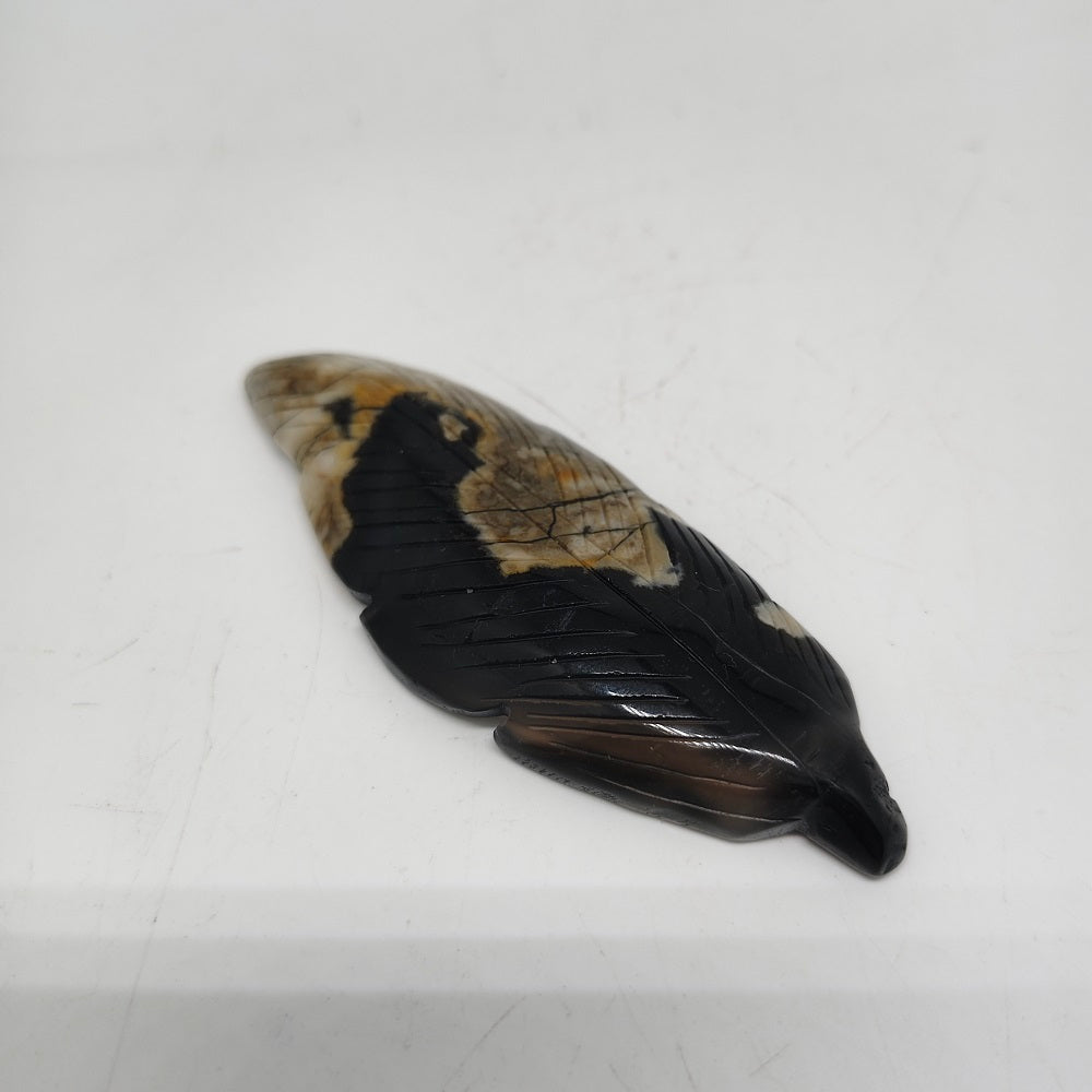 51.4g natural volcanic agate leaves carving ornaments healing