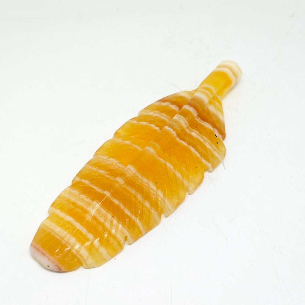 84.4g natural orange calcite leaves carving ornaments healing