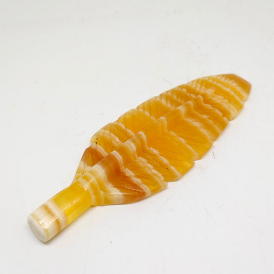 84.4g natural orange calcite leaves carving ornaments healing