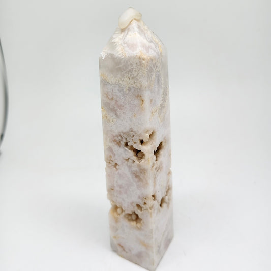 333g natural cherry blossom agate tower ornaments healing