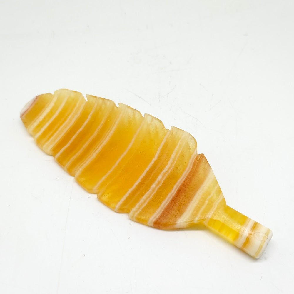 84.4g natural orange calcite leaves carving ornaments healing