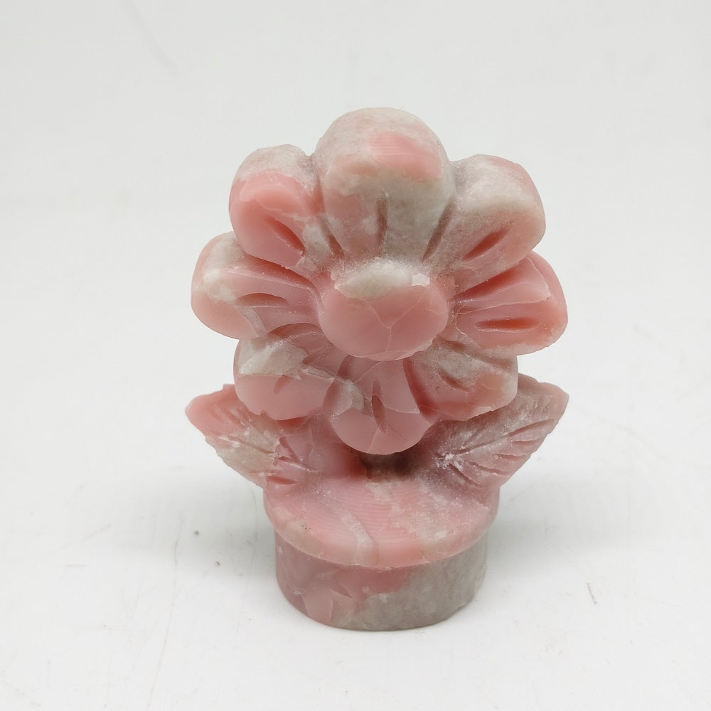 natural pink opal flower carving ornaments healing70.8g
