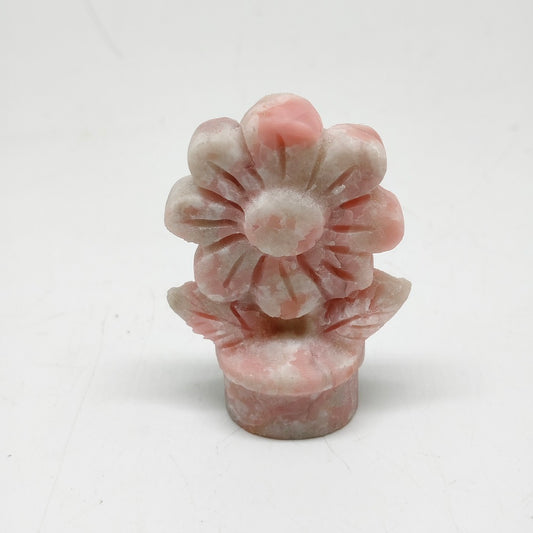 natural pink opal flower carving ornaments healing 61.5g