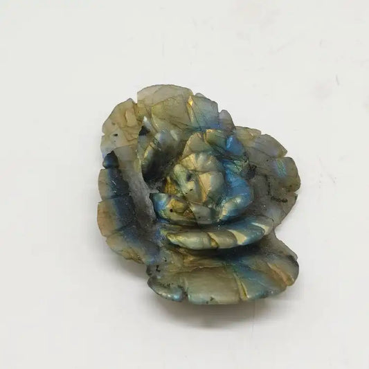 natural labradorite flower carving ornaments healing 61g