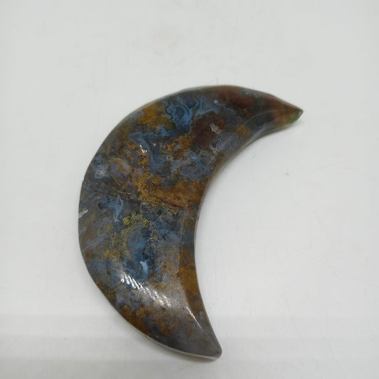 natural mossagate moon carving ornaments healing 162g
