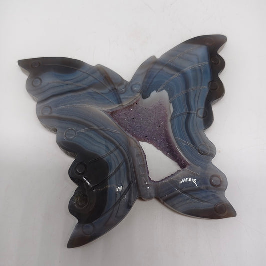 natural agate butterfly carving ornaments healing 255.6g