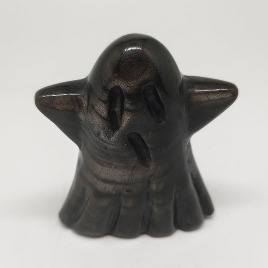 natural silver obsidian ghost carving ornaments healing 165g