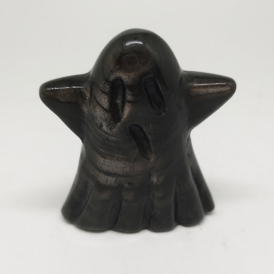 natural silver obsidian ghost carving ornaments healing 165g