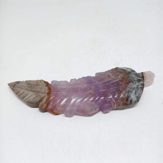 natural amethyst agate leaves carving ornaments healing 89g