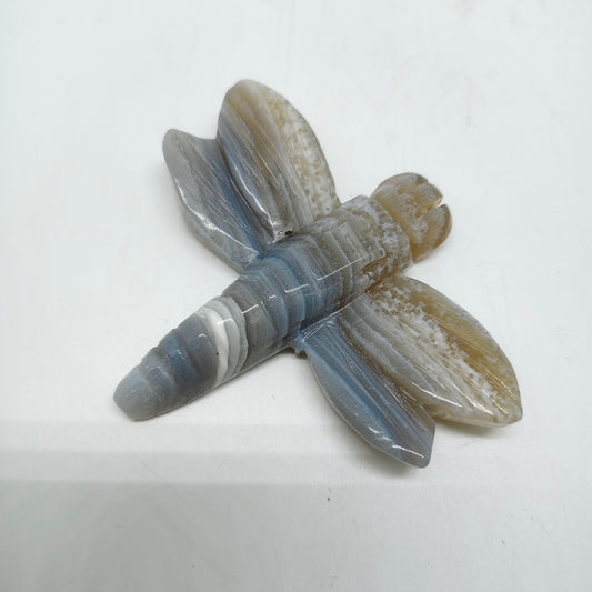 natural agate dragonfly carving ornaments healing 85g