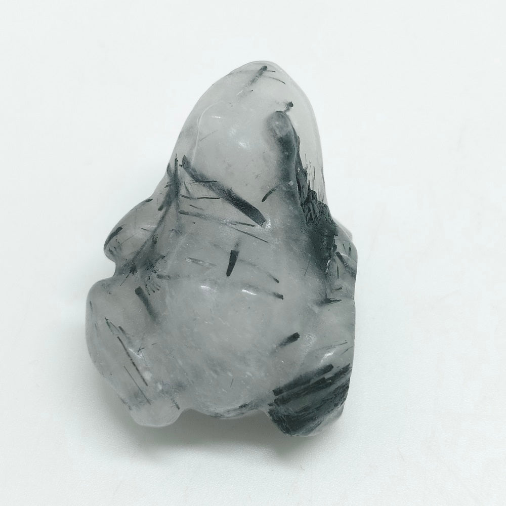 natural black tourmaline frog carving ornaments healing 25.6g